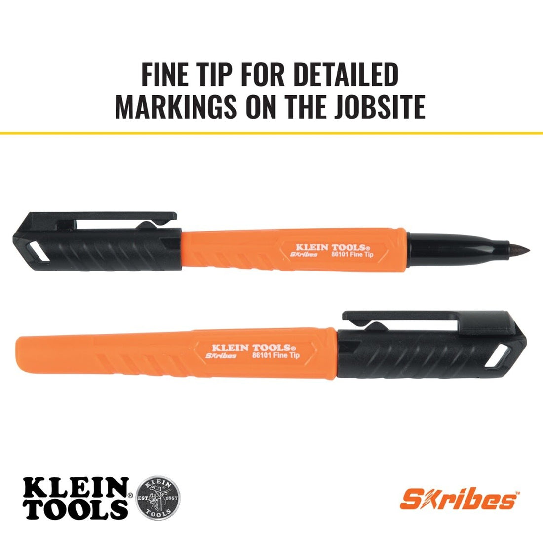 Klein 86101 Skribes Fine Tip Permanent Marker, Black (1 Pack)