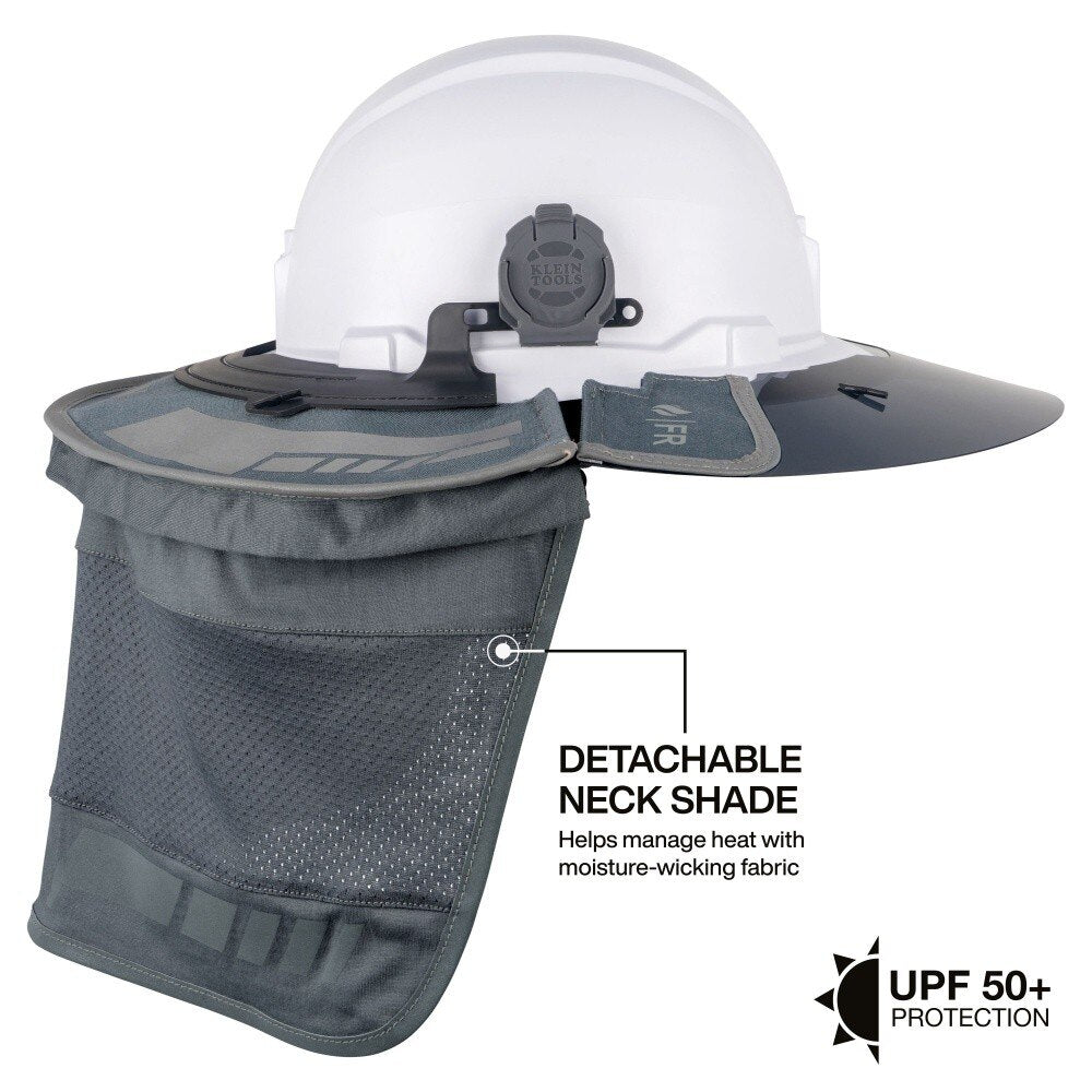 Klein FR03011 Flame-Resistant Sombrero Hybrid Brim for Full Brim Hard Hats with Removable Neck Shade