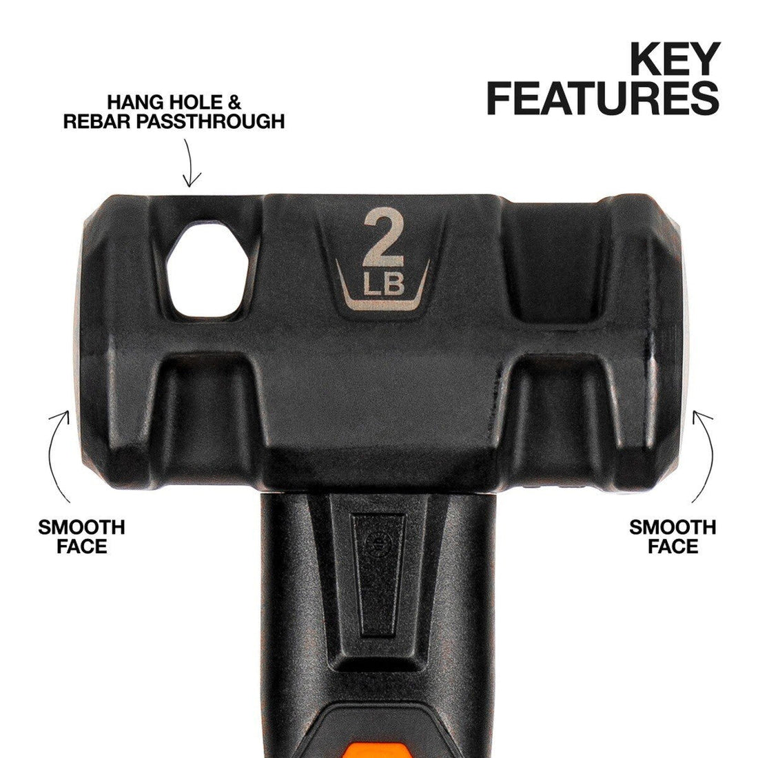 Klein H80692 Fiberglass Handle Drilling Hammer, Smooth Face, Overstrike Protection (2 lb)