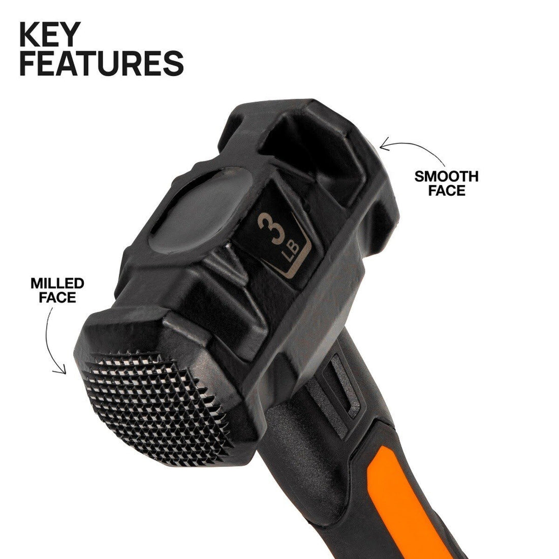 Klein H80693 Dual-Faced Fiberglass Handle Hammer (3 lb)