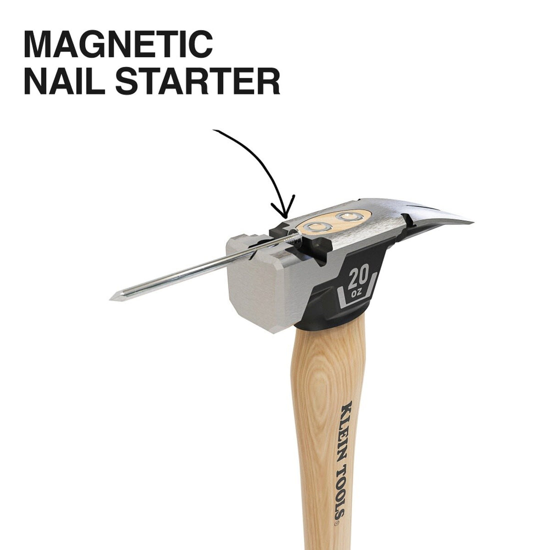 Klein H80920HS Smooth Face Hickory Handle Straight-Claw Hammer, 20-Ounce