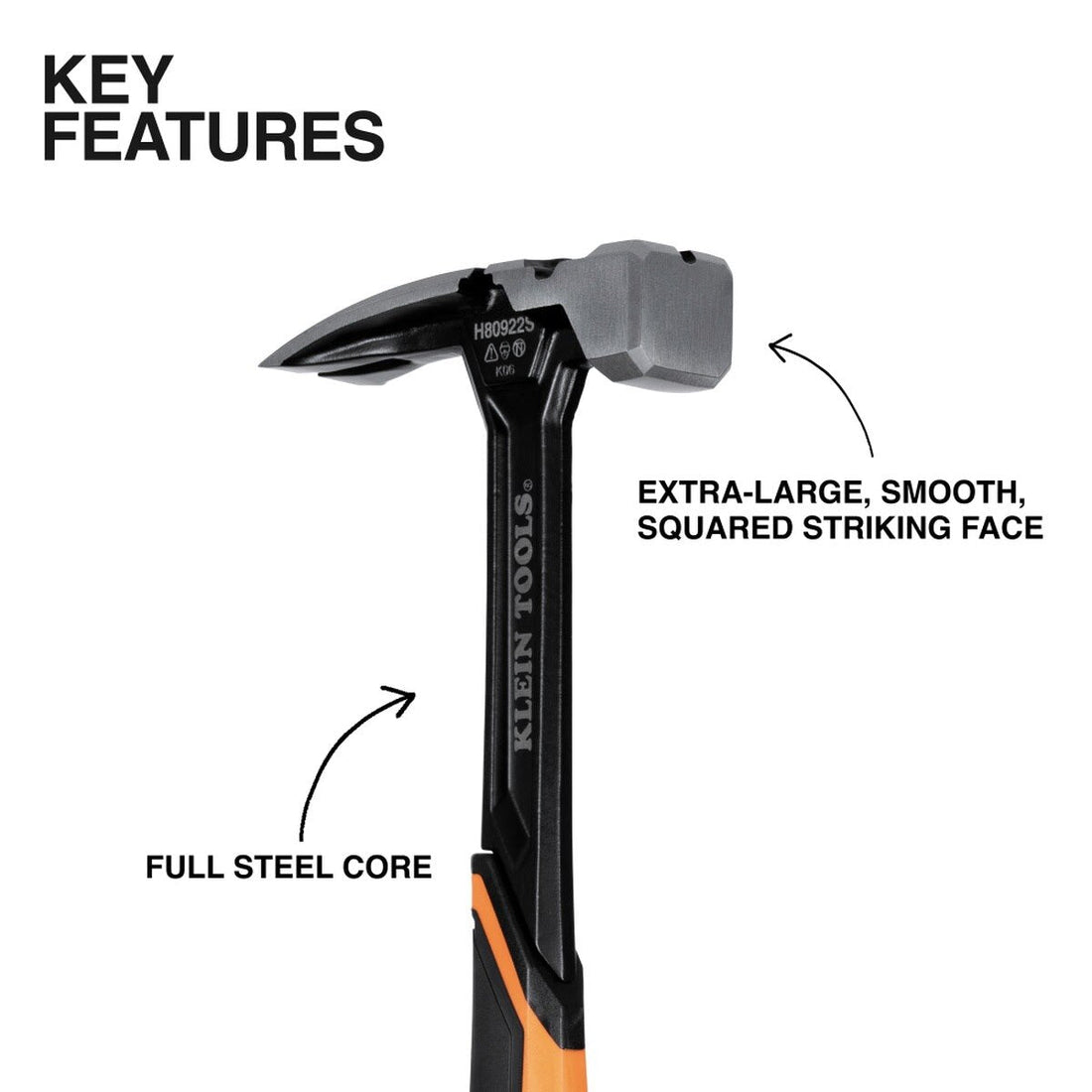Klein H80922S Smooth Face Steel Hammer, 22-Ounce