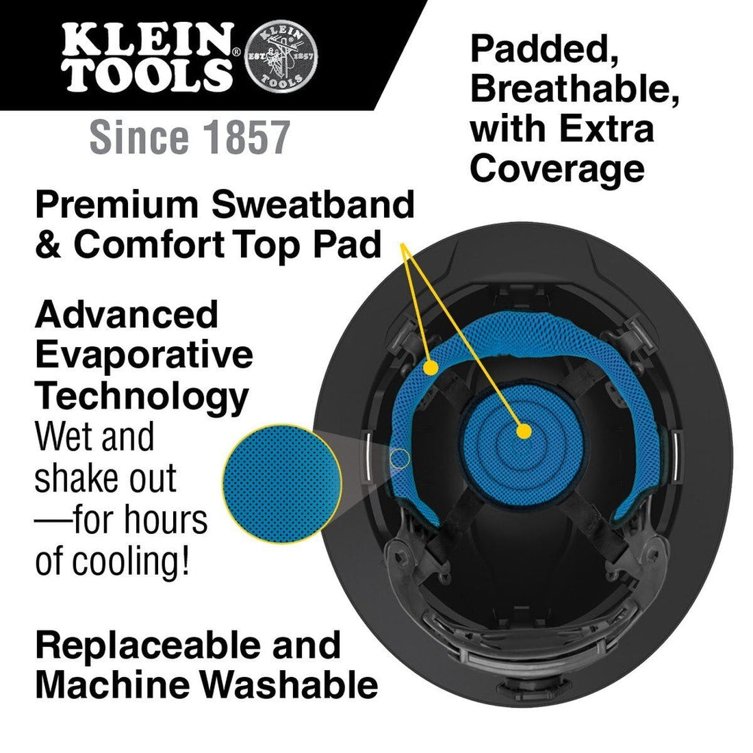 Klein KHHSWTBND2 Hard Hat Sweatband Replacement, Premium KARBN (Each)