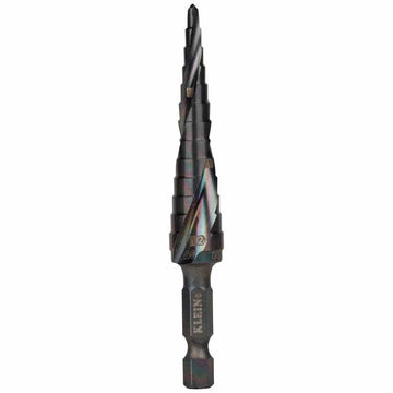 Klein Tools QRST01 Step Drill Bit, Quick Release, Spiral Flute, 1/8 to 1/2-Inch