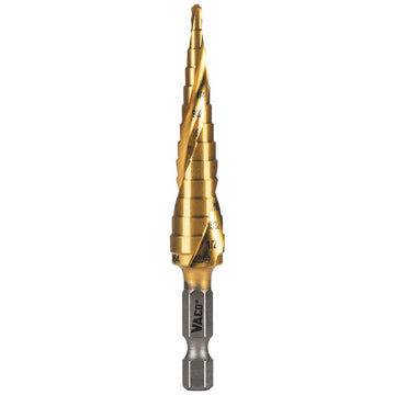 Klein 25964 Step Drill Bit, Spiral Double-Fluted, 1/8" to 1/2", VACO