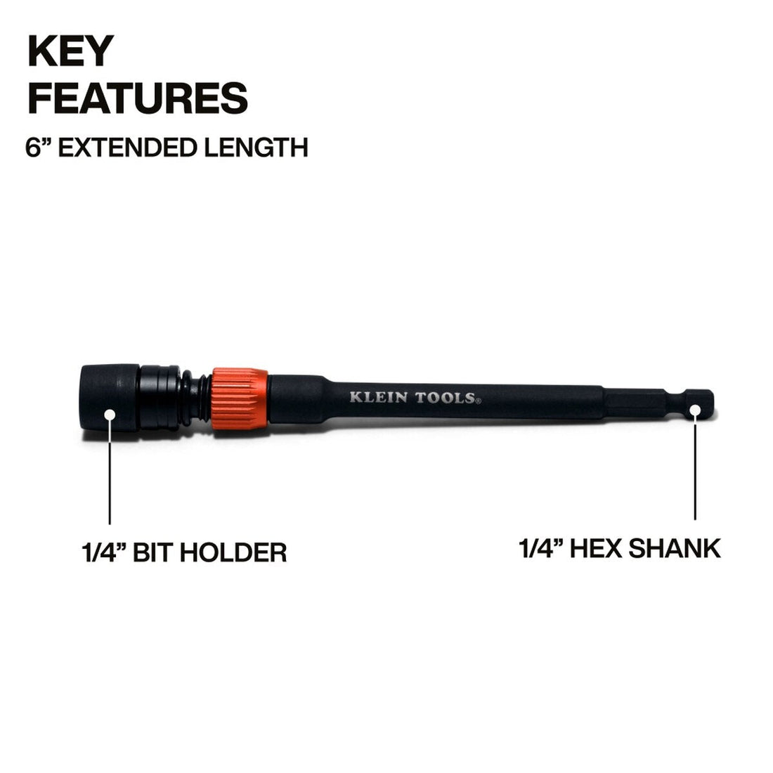Klein Tools 31088 6-Inch Dual-Lock Impact Extension for Impact Drivers, 1/4 in. Hex
