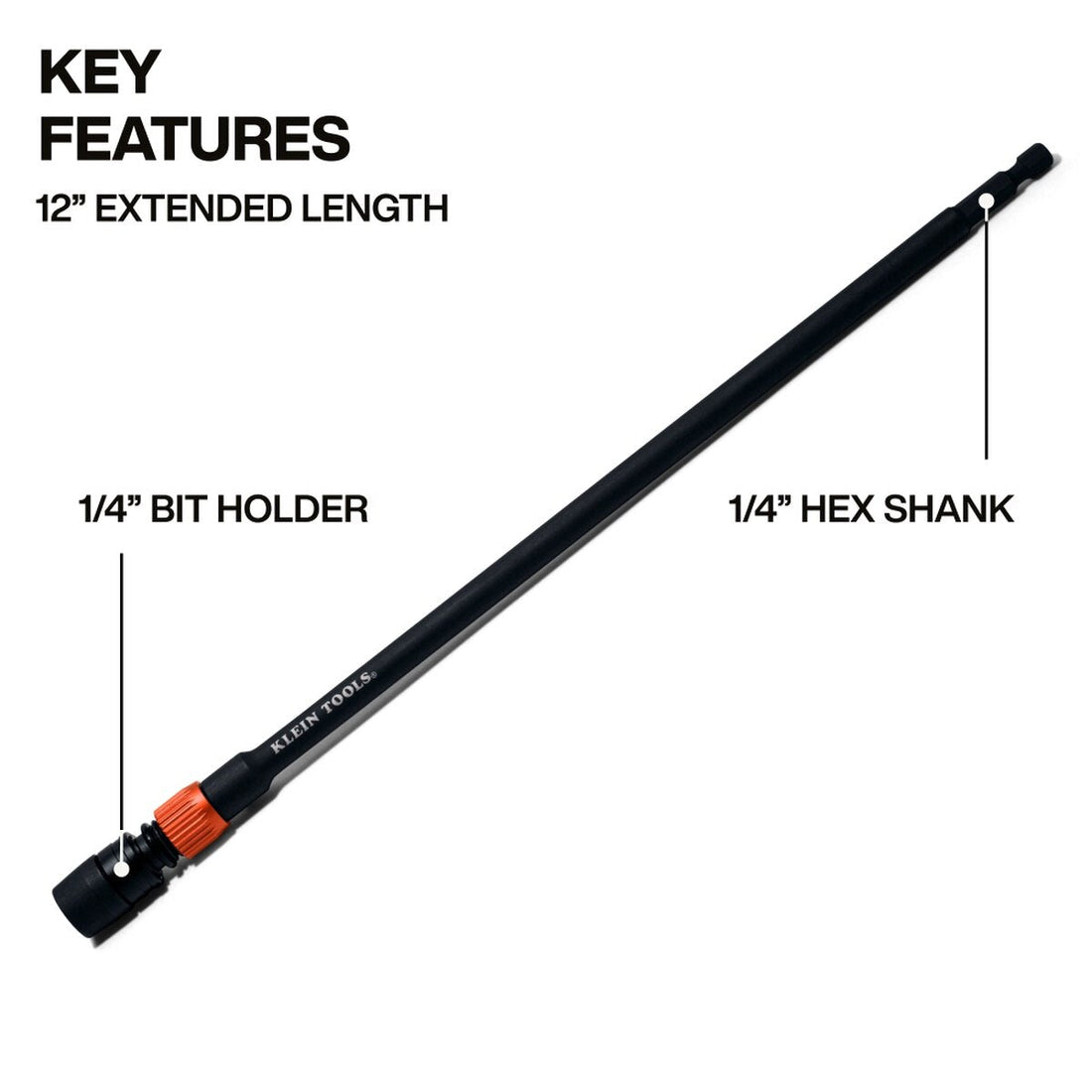 Klein Tools 31089 12-Inch Dual-Lock Impact Hex Bit Extension for Impact Drivers