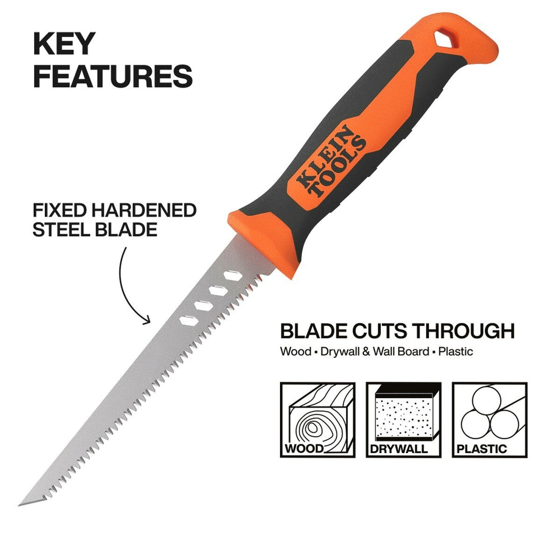 Klein Tools 31711 Fixed Blade Rasping Jab Saw with Protective Sheath