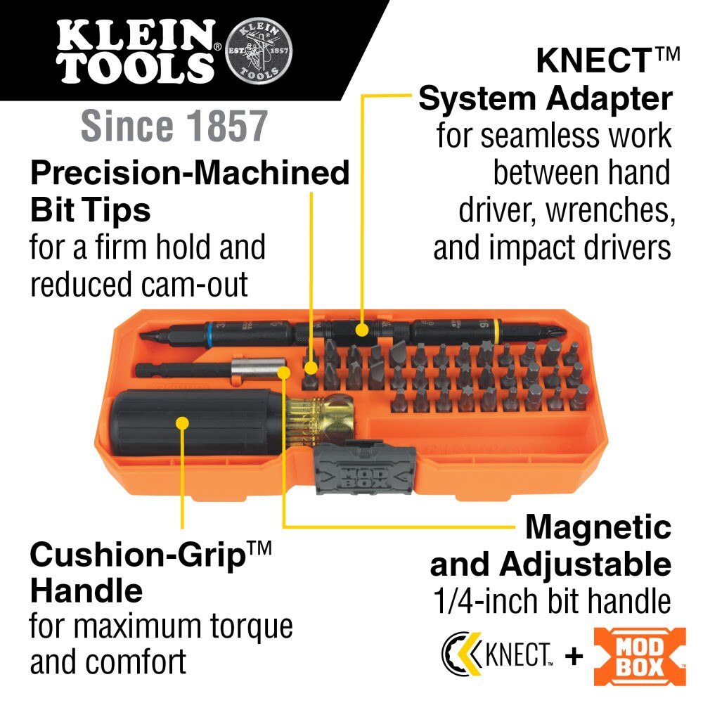 Klein 32501HD KNECT Impact-Rated Multi-Bit Screwdriver / Nut Driver Set, 46-Piece