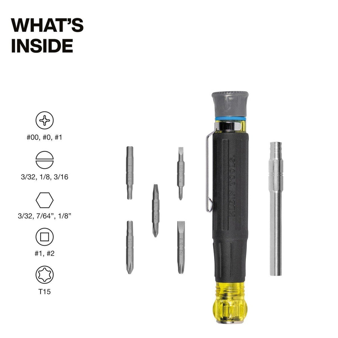 Klein Tools 32611P 13-in-1 Multi-Bit Pocket Precision Screwdriver with Spin Cap and Cushion-Grip Handle (1 Piece)