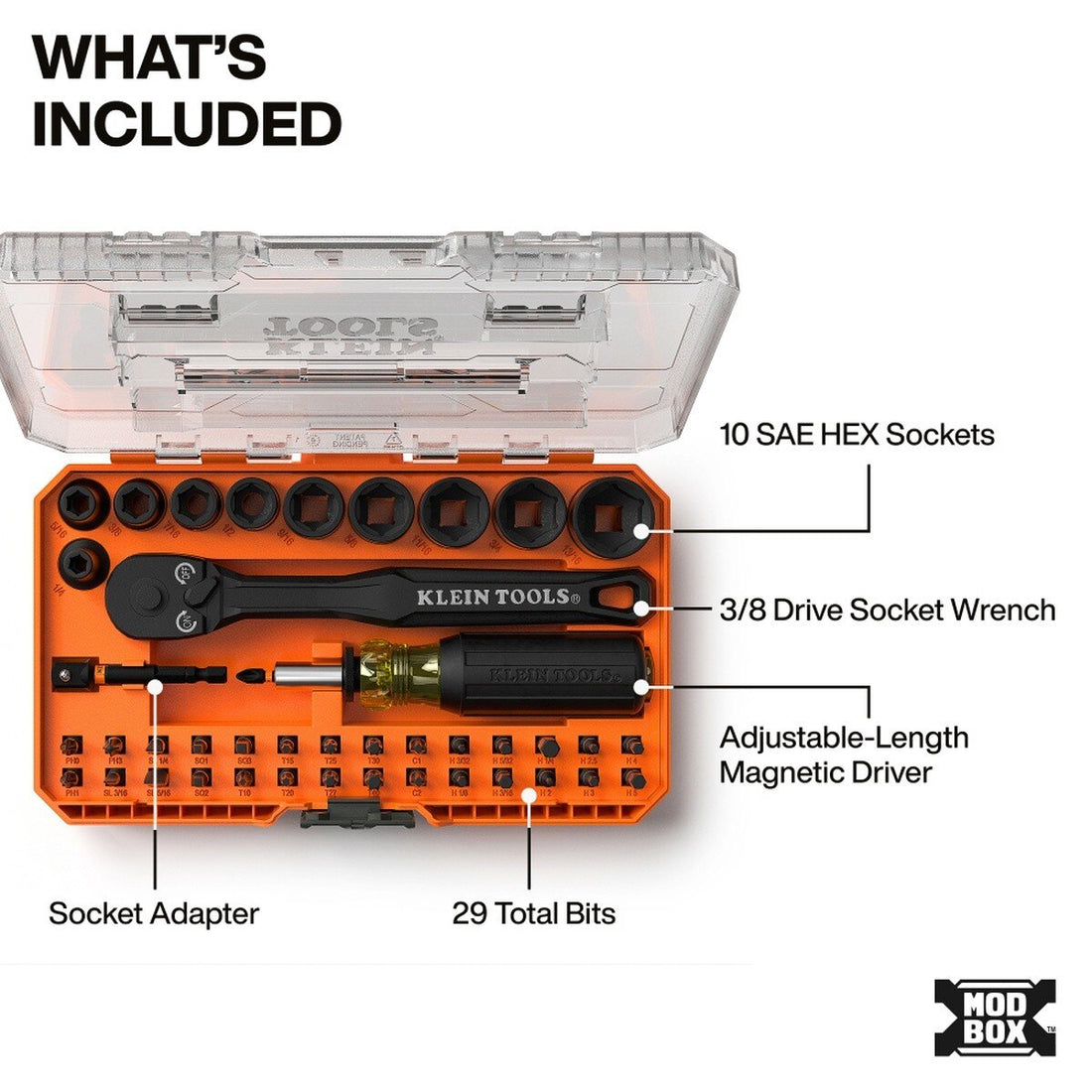 Klein Tools 33806 ProFlex Impact Driver Bit and Socket Set, SAE (43-Piece)
