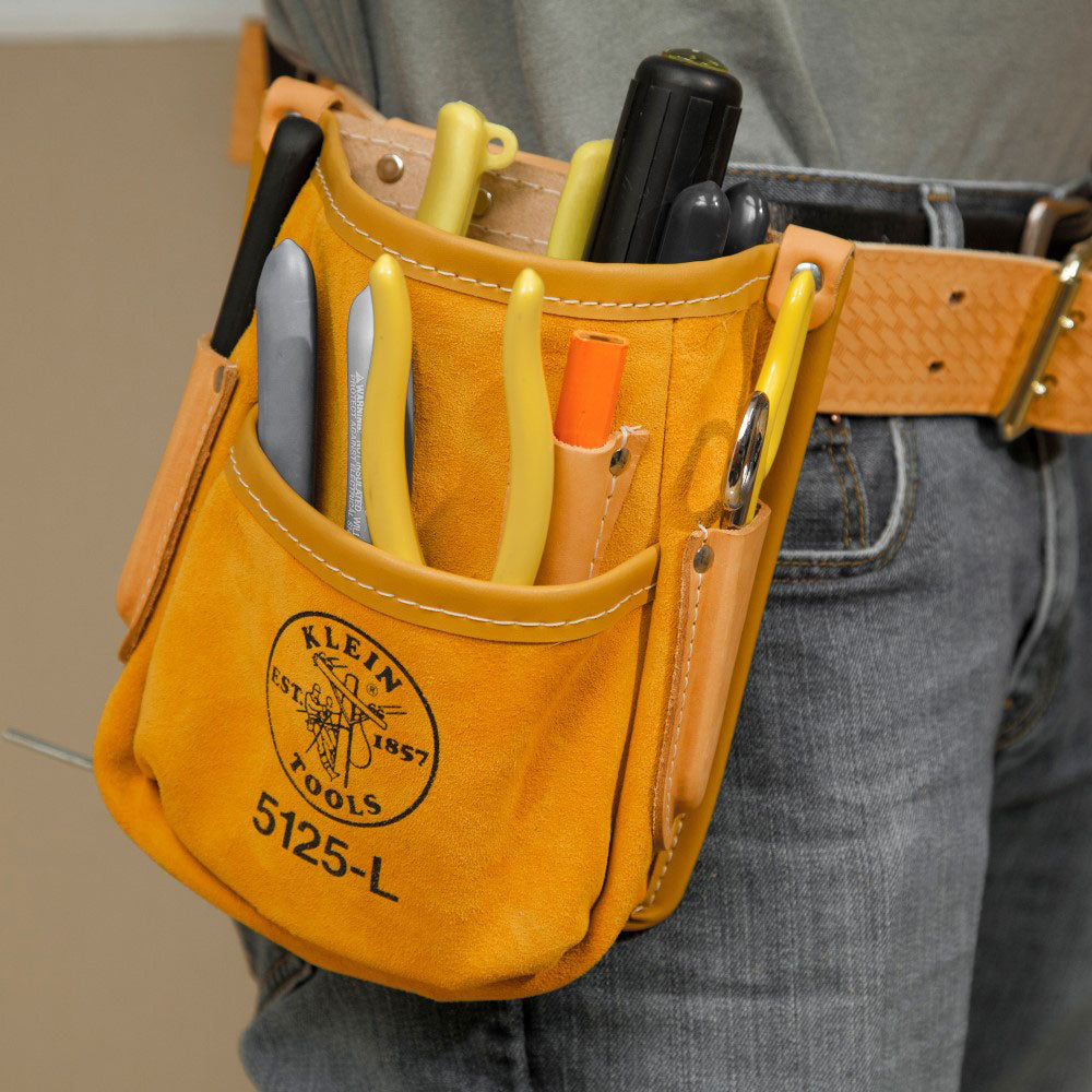 Klein 5125L Pocket Tool Pouch with Tape Thong, Leather