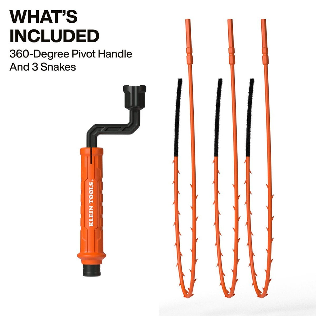 Klein Tools 53020 18 in. Drain Snake Auger with 360 Degree Pivot Handle for Clearing Sinks and Drains (3 Pack)