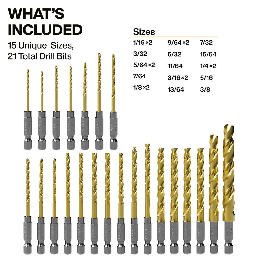 Klein Tools 53621 Titanium Drill Bit Set with 1/4 Inch Hex Shank and MODbox Compatible Case (21 Piece)