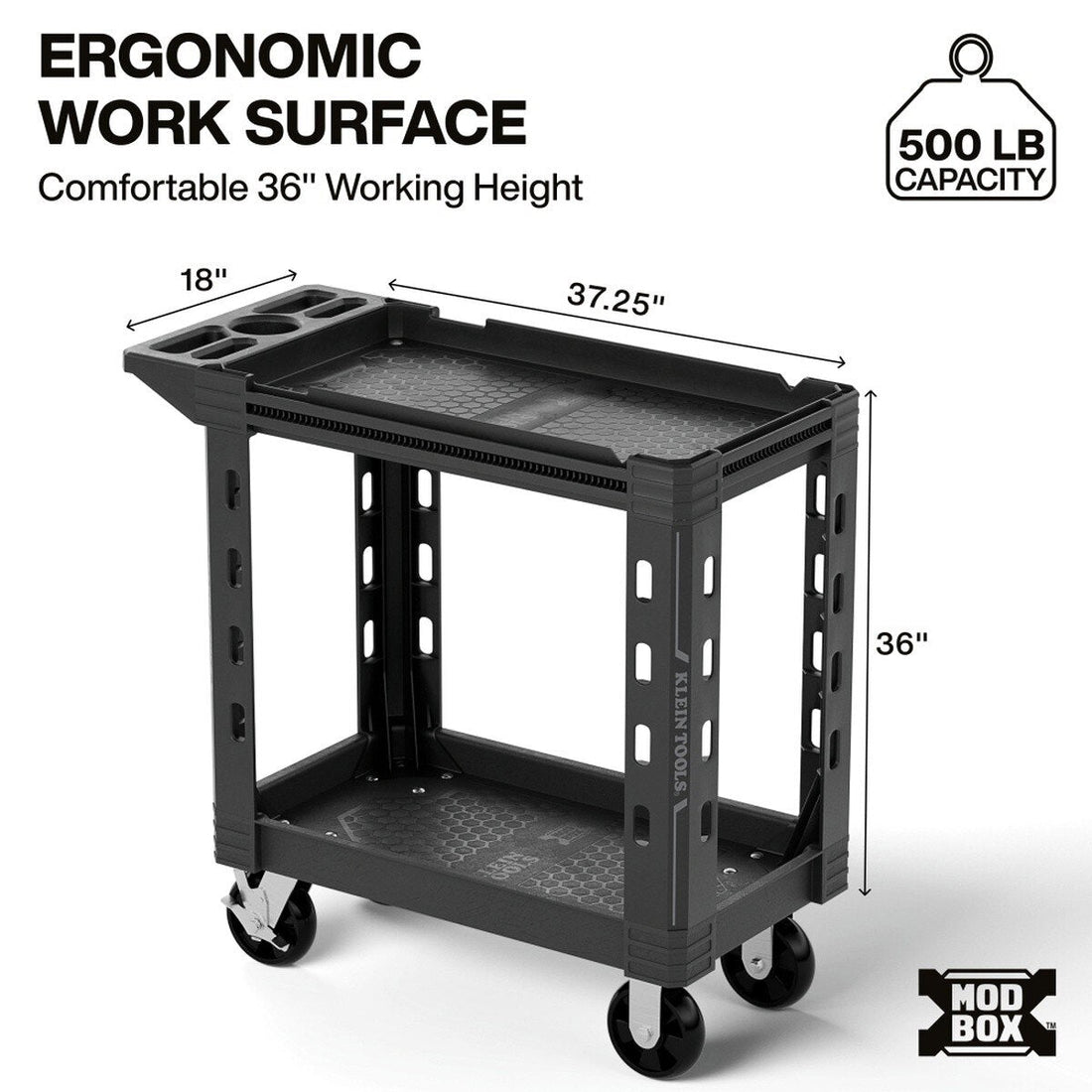 Klein Tools 54834MB MODbox Service Utility Cart 36 in Height 500 lb Capacity 6 in Wheels