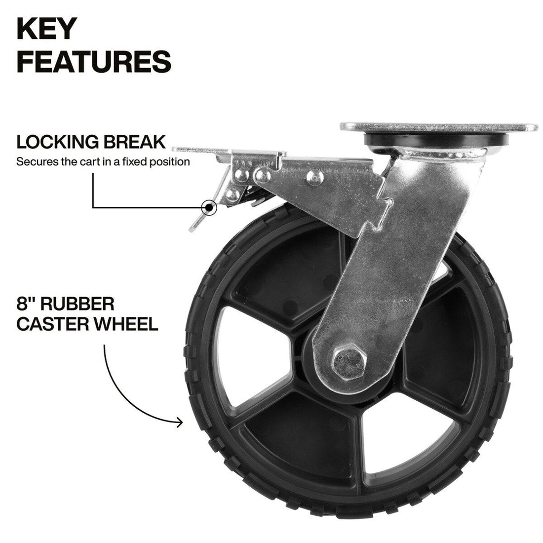 Klein Tools 54851MB MODbox Utility Cart 8 in. Replacement Caster Wheels with Locking Brake (4 Pack)