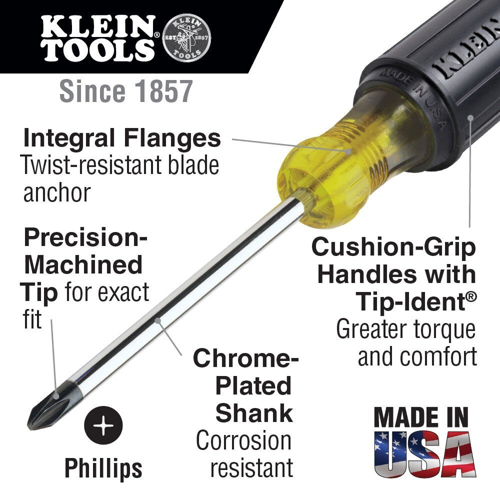 Klein 603-10 #2 Phillips Screwdriver 10" Round Shank