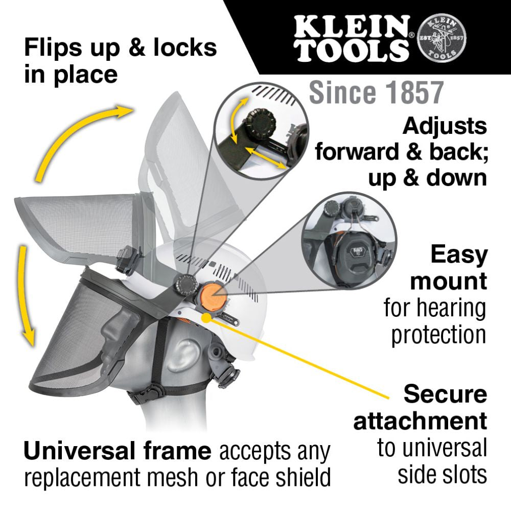 Klein 60473 Face Shield, Safety Helmet and Cap-Style Hard Hat, Gray Tint