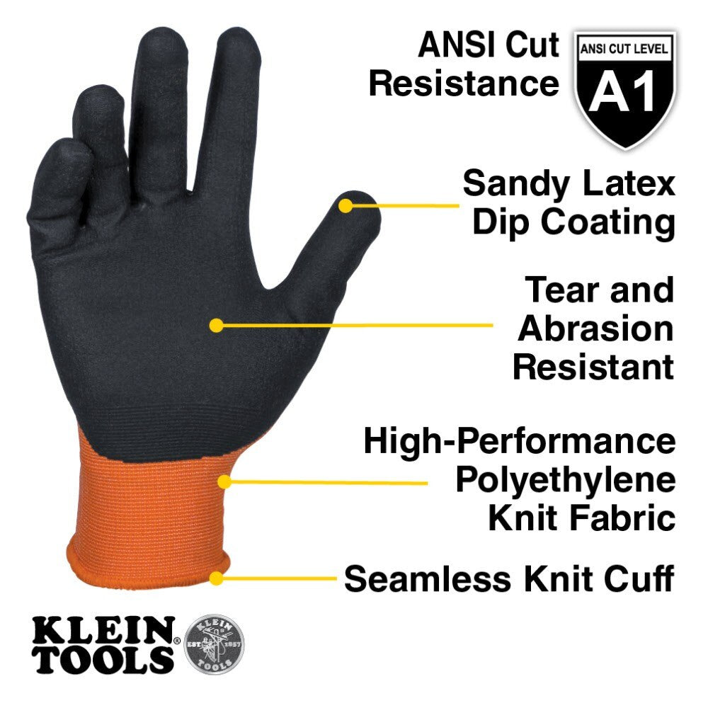 Klein 60835 Winter Knit Dipped Gloves, Cut Level A1, Touchscreen, Medium