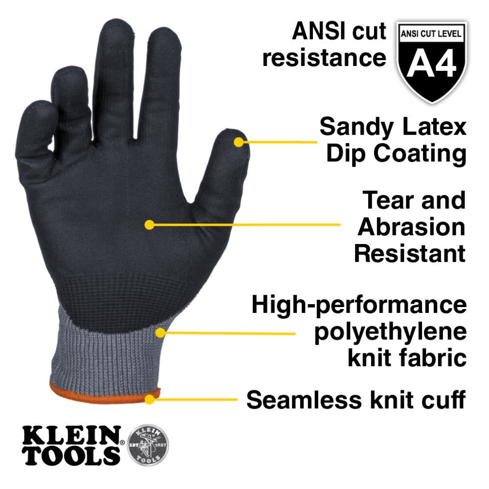 Klein 60840 Winter Knit Dipped Gloves, Cut Level A4, Touchscreen, X-Large