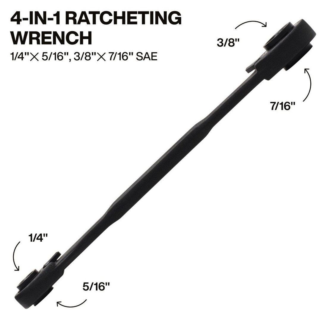 Klein Tools 68214 4-in-1 Ratcheting Box Wrench, Closed Box Ends, 1/4, 5/16, 3/8, 7/16 SAE, 6.5 in. Length (1 Pack)