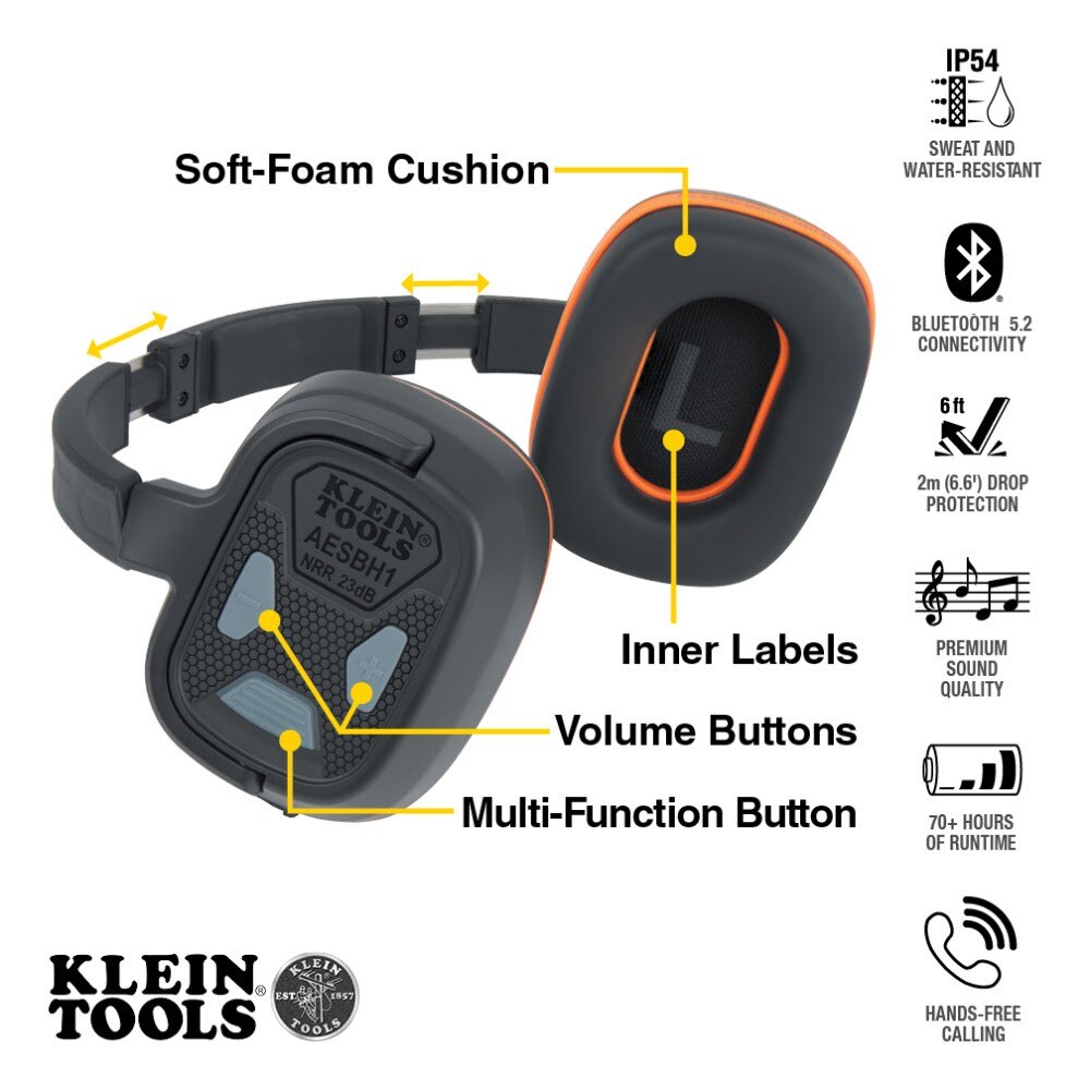 Klein AESBH1 Bluetooth Behind-The-Head Earmuffs