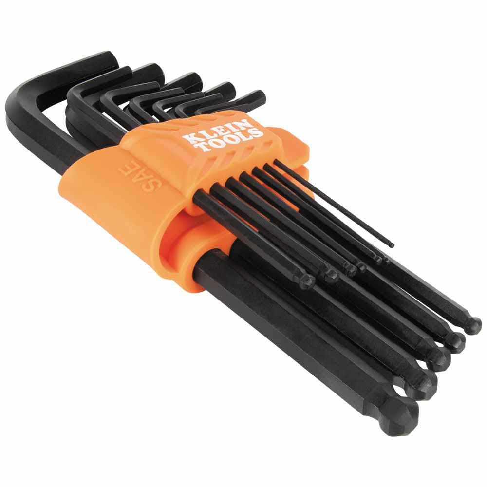 Klein BLS12 L-Style Ball-End Hex Key Wrench Set, SAE, 12-Piece