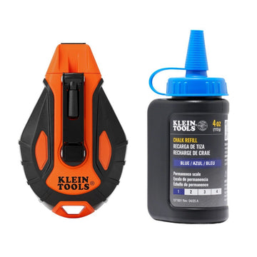 Klein Tools CHLK100S 100-Foot Smooth Retractable Chalk Reel with Blue Chalk Refill (4 oz)