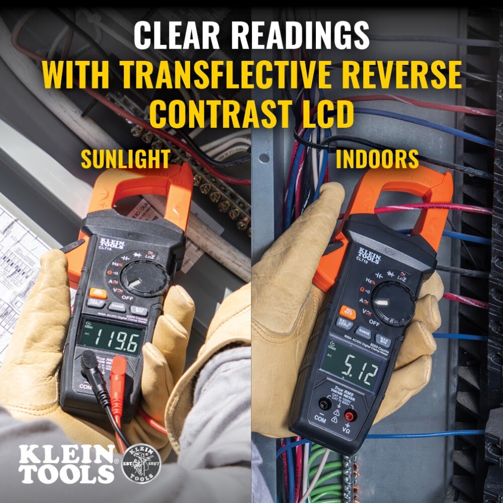 Klein CL810 600A AC/DC Auto-Ranging Digital Pro Clamp Meter with Worklight