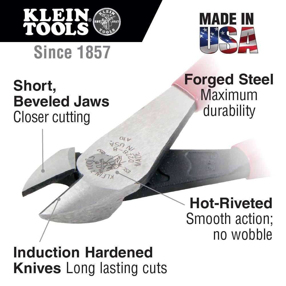 Klein Tools D228-7 Diagonal-Cutting Pliers, High Leverage, 7"