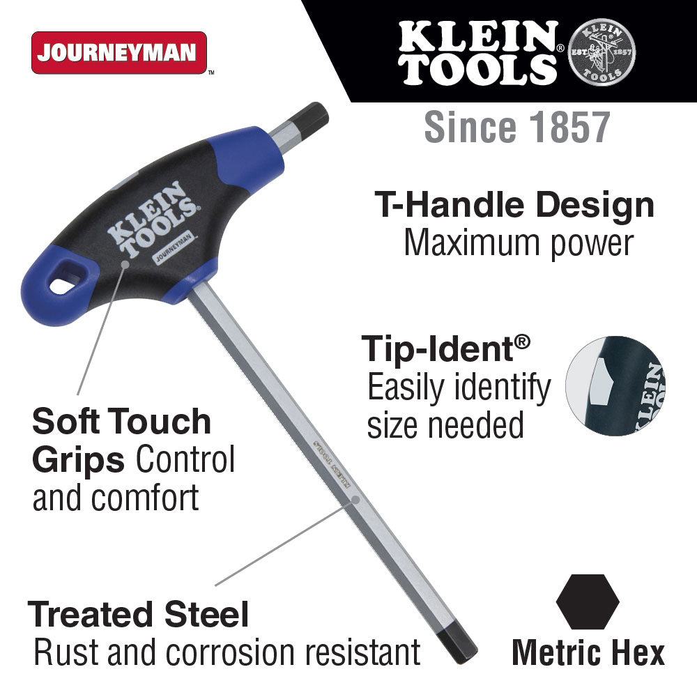 Klein Tools JTH6M4 4 mm Hex with Journeyman T-Handle 6"