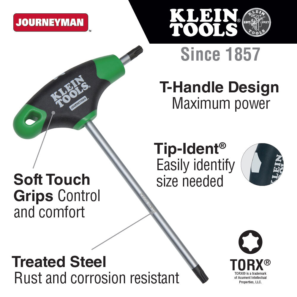 Klein Tools JTH6T40 T40 Torx Hex Key with Journeyman T-Handle, 6"