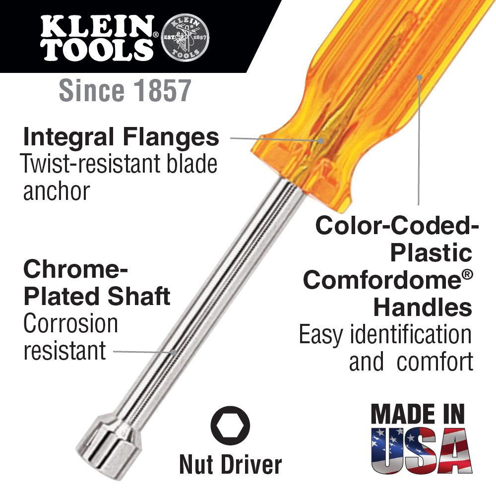 Klein Tools S9 9/32" Nut Driver with 3" Hollow Shank