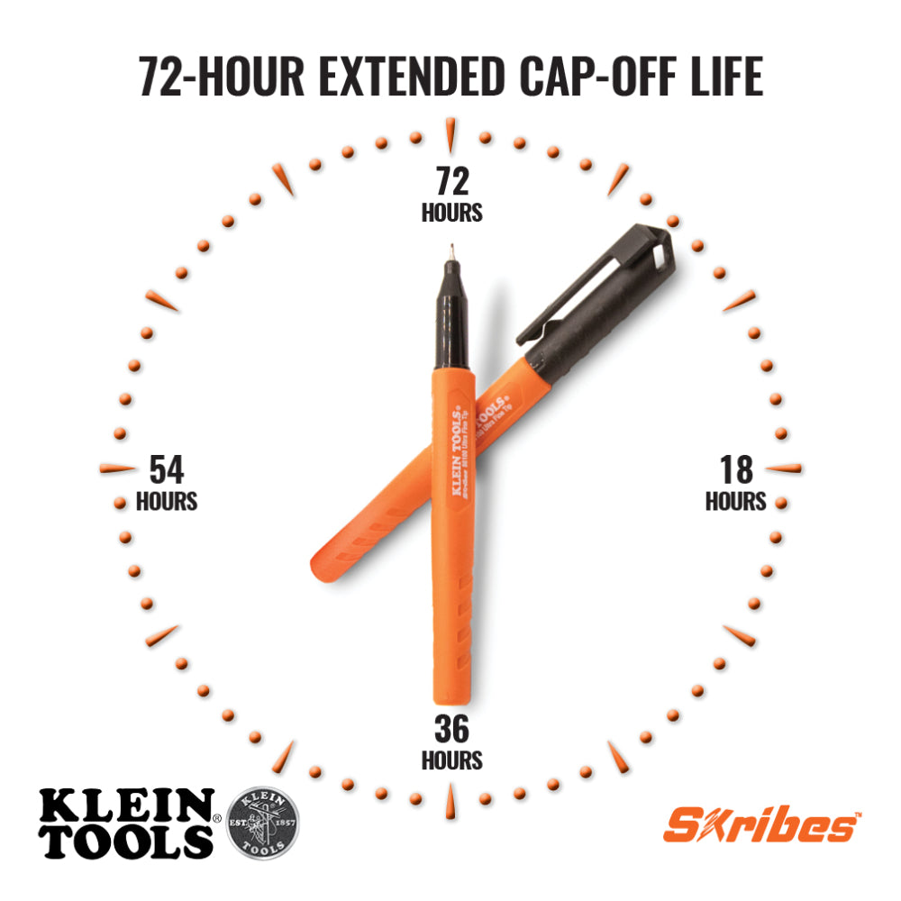 Klein 861002 Skribes Ultra Fine Tip Permanent Markers, Black, 2-Pack