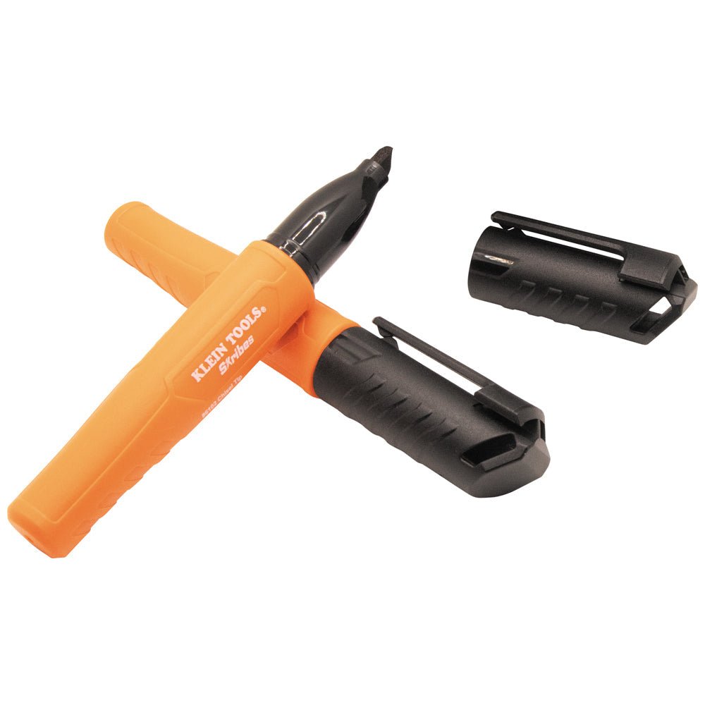 Klein 861023 Skribes Chisel Tip Permanent Markers, Black, 3-Pack