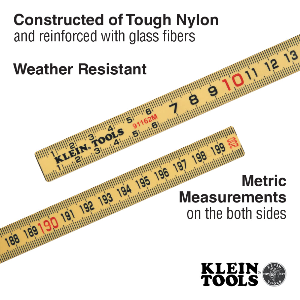 Klein 91162M Fiberglass Folding Ruler, Outside Reading, Metric