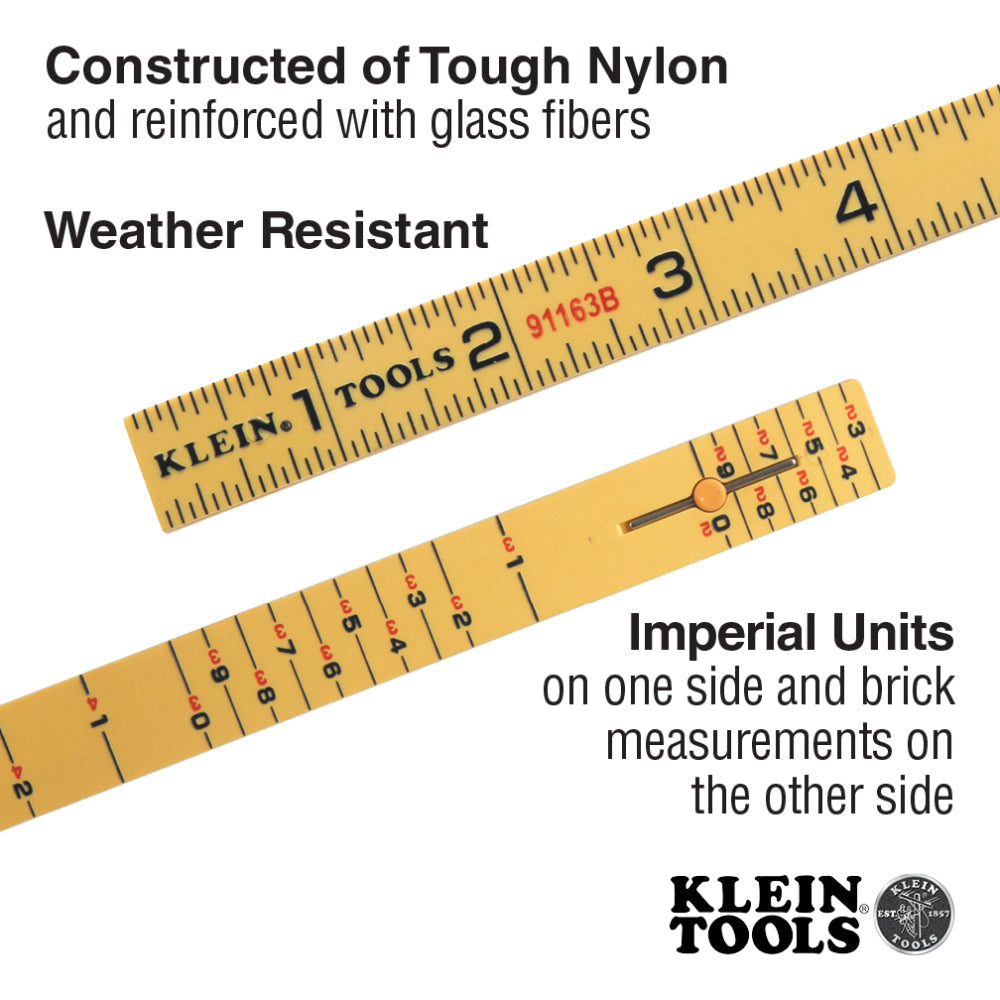 Klein 91163B Fiberglass Folding Rule, Outside Reading, Brick Scale