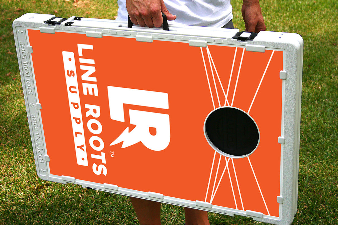 Line Roots Supply Orange Portable 2x3 Cornhole Bean Bag Toss Baggo Game