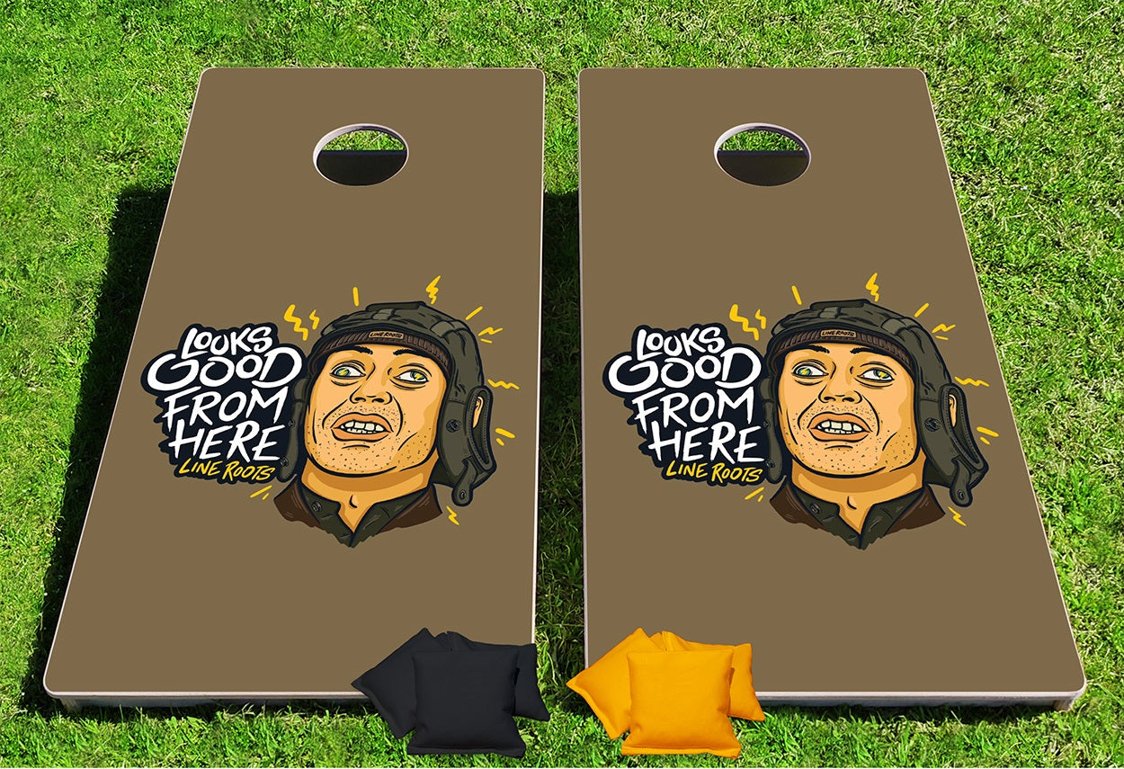 Line Roots Looks Good From Here Pro Cornhole Bean Bag Toss Game 24x48 with 8 Regulation 16oz Bags