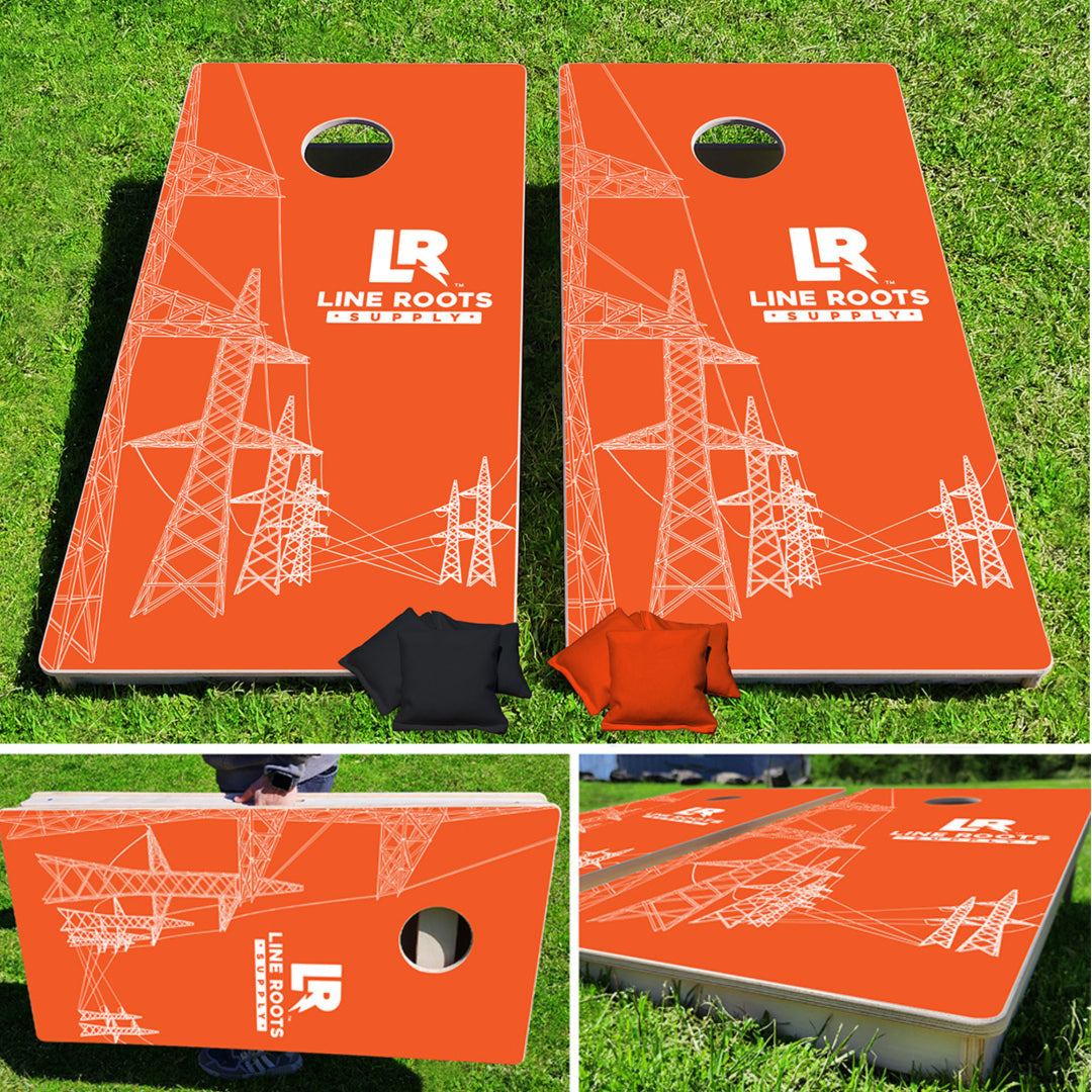 Line Roots Pylons Pro Cornhole Bean Bag Toss Game 24x48 with 8 Regulation 16oz Bags