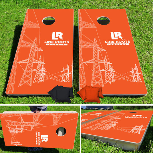 Line Roots Pylons Pro Cornhole Bean Bag Toss Game 24x48 with 8 Regulation 16oz Bags