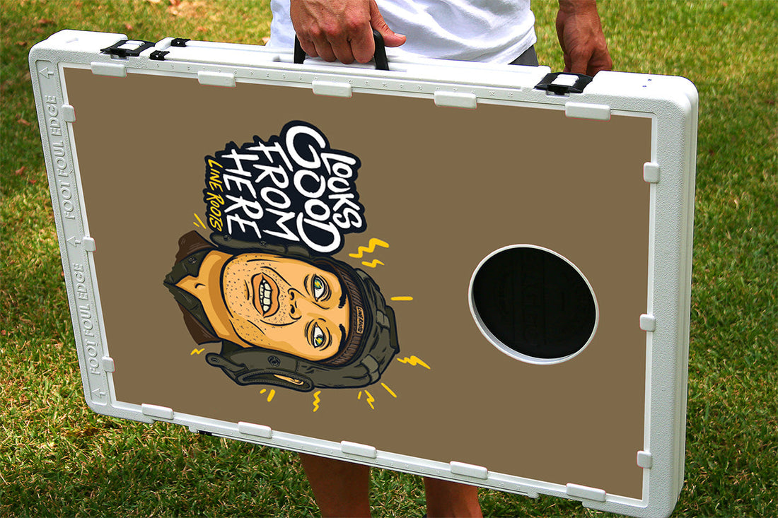 Line Roots Looks Good From Here Portable 2x3 Cornhole Bean Bag Toss Baggo Game w/Custom Bags