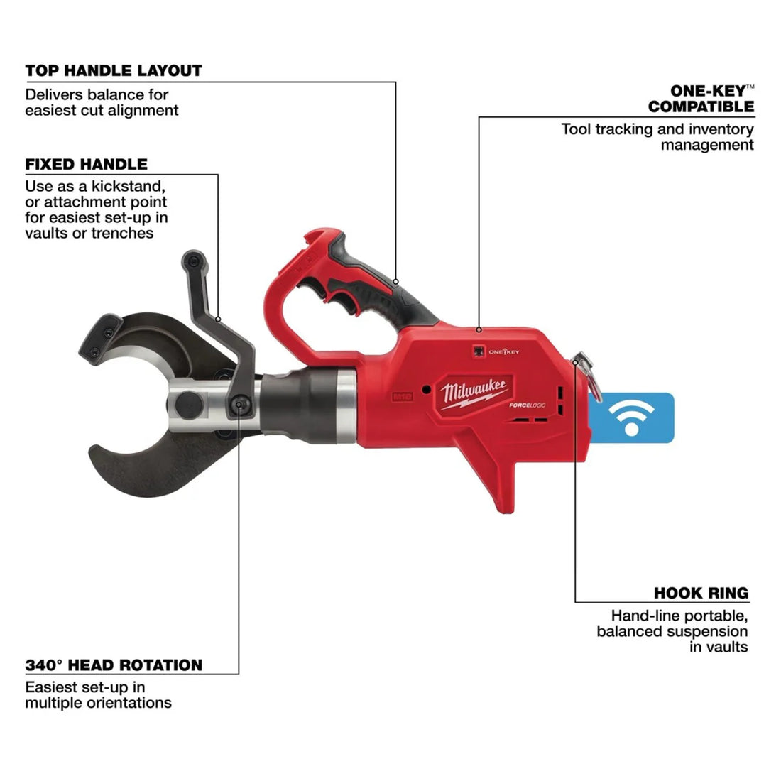 Milwaukee 2776-20 M18 FORCE LOGIC 3 in. Underground Cable Cutter, cordless hydraulic, cuts up to 1500 MCM Copper 15kV (Tool Only)