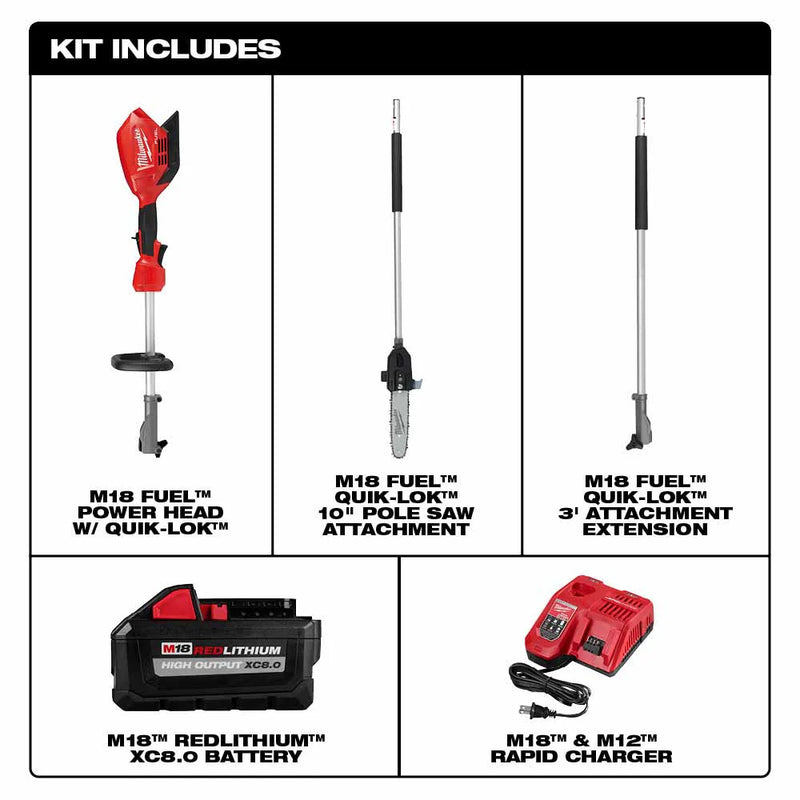 Load image into Gallery viewer, Milwaukee 10&quot; Pole Saw Kit w/ Quik-Lok Attachment Capability
