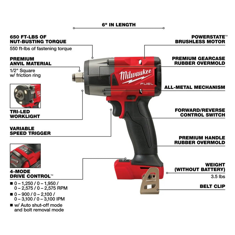 Load image into Gallery viewer, M18 FUEL 1/2&quot; Mid-Torque Impact Wrench w/ Pin Detent (Tool Only)
