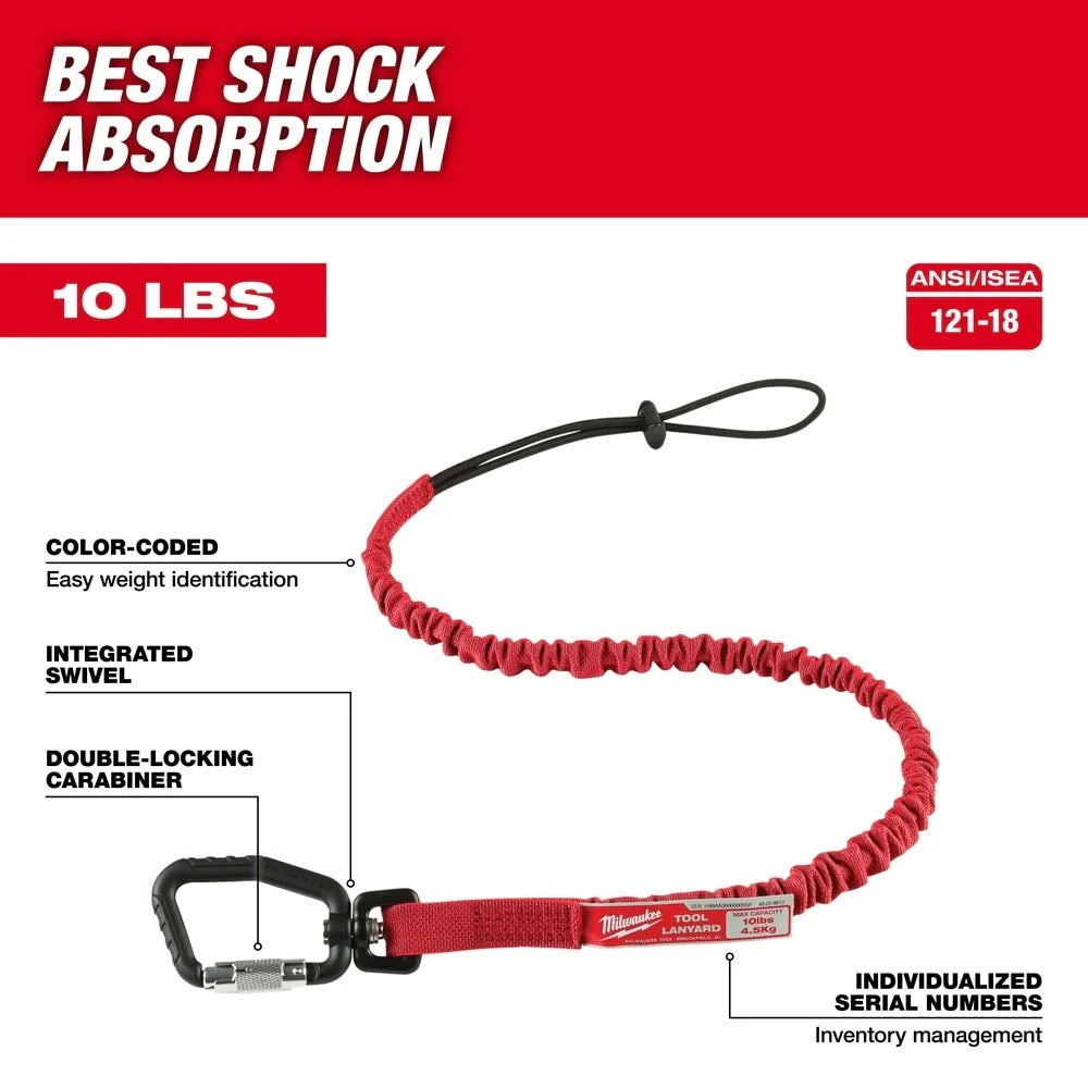 Shock Absorbing and Locking Tool Lanyard- 36.3"