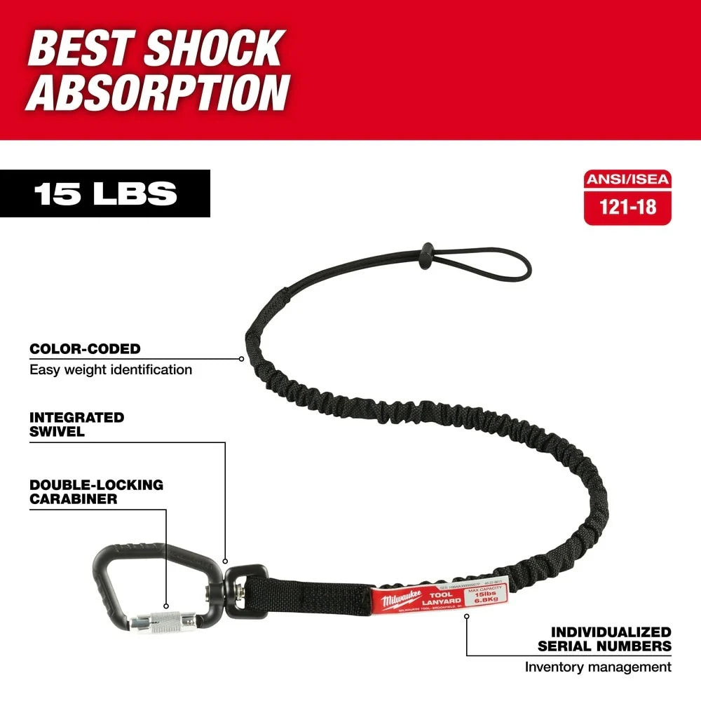 Shock Absorbing and Locking Tool Lanyard- 36.3"