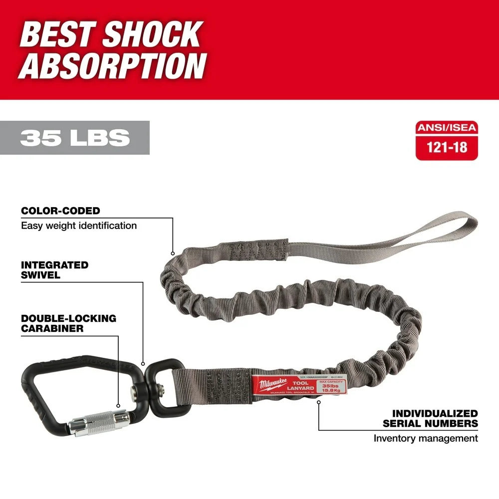 Shock Absorbing and Locking Tool Lanyard- 40"