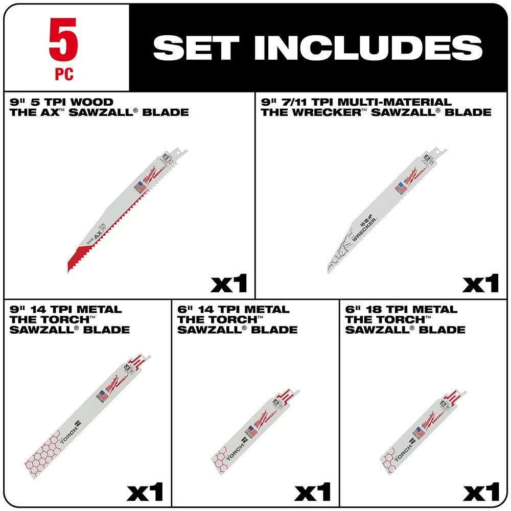 SAWZALL Demolition Blade Set 5 PC