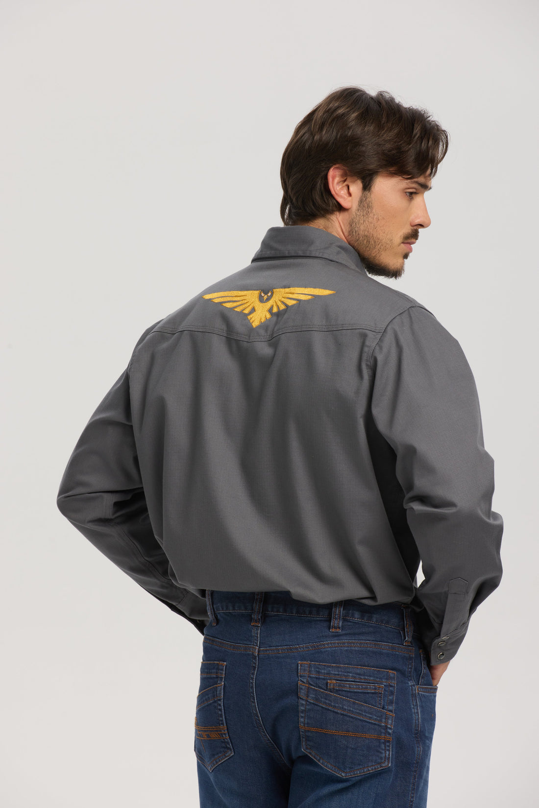 NKE FR GOLDEN EAGLE CREST WORK SNAP SHIRT - GREY